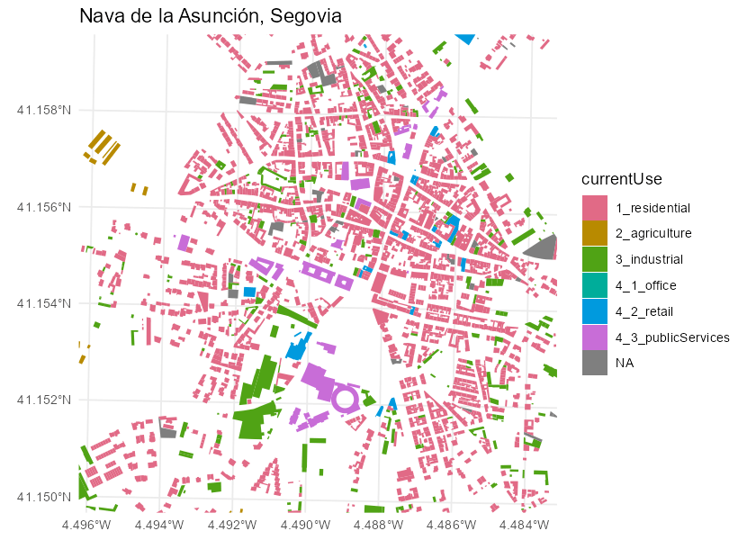 Extracting buildings in Nava de la Asuncion with the ATOM service